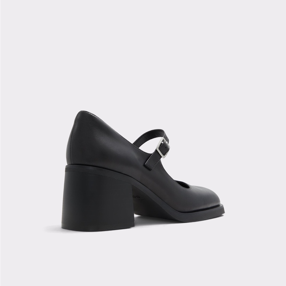 Aldo Black Square-Toe Mary Jane Flats - Picture 6 of 10
